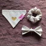 White / Latte Love Hearts Dog Bandana