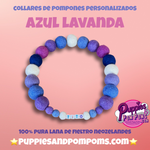 Personalised Pom Pom Dog Collar - Lavender Blue